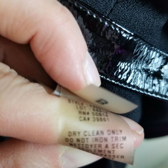 Elie Tahari Womens Virgin Wool Blazer Leather Trim Size 6 Classic Dark Academia - Picture 9 of 9